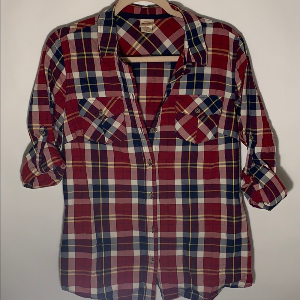 Red-Blue Plaid button down shirt